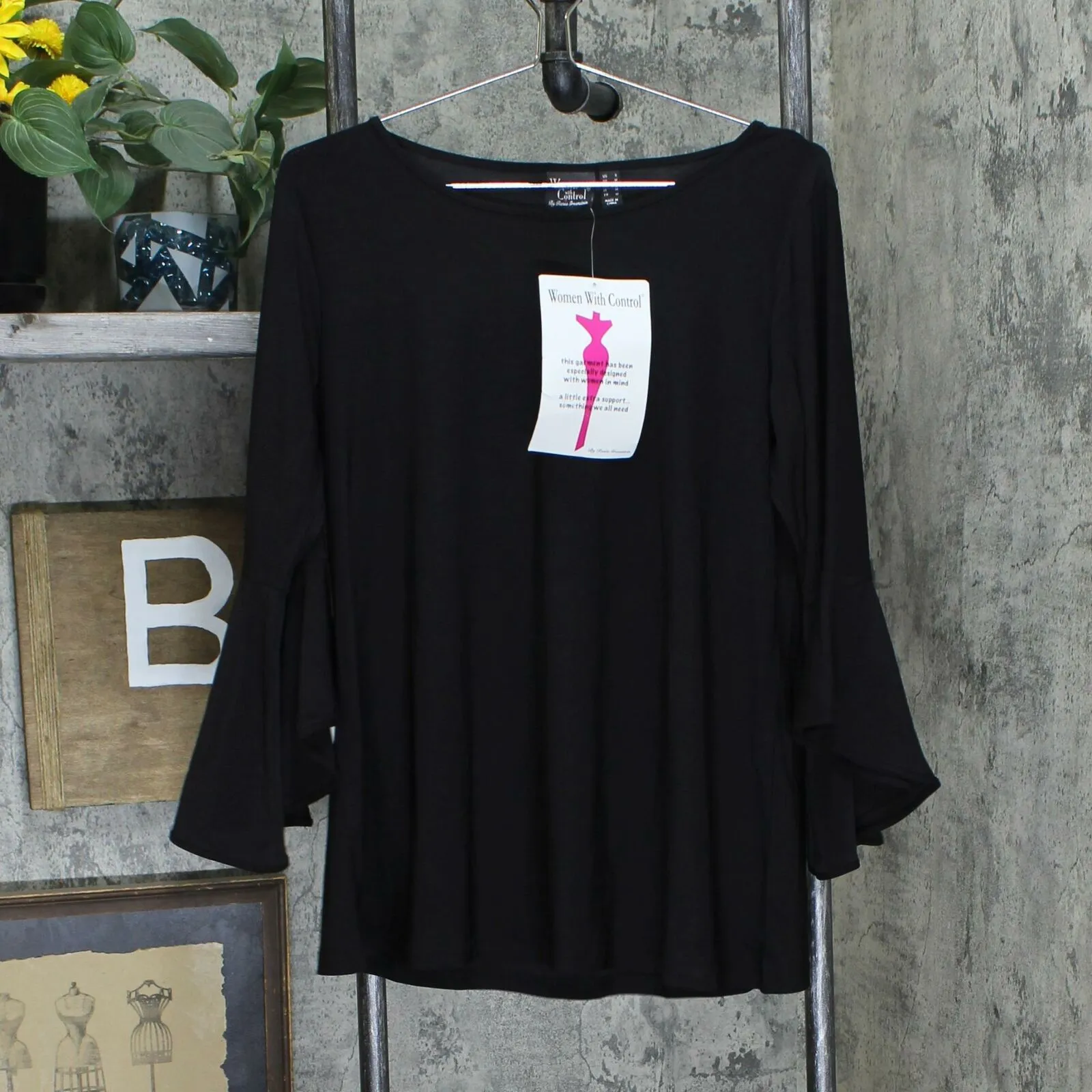 Women with Control Women's Flounce Sleeve Top With Slim Ankle Pants
